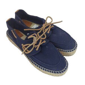 Tory Burch Navy‎ Blue Canvas Espadrilles Size 11 - New